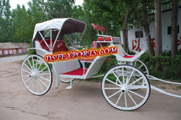 WHITE VICTORIA CARRIAGE WITH RED SEATINGS