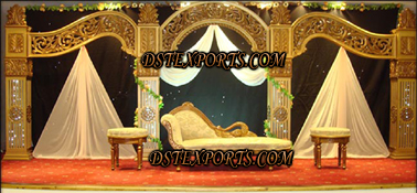 LATEST ASIAN WEDDING GOLD CARVING STAGE