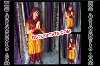 Punjabi Lady Welcome Fiber Statue