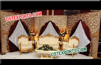 Wedding Fiber Golden Carved Backdrop Panels