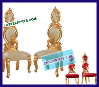 Royal Wedding Gold Bride Groom Leaf Chairs