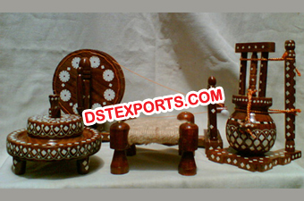 Traditional Wooden Handicraft Charkha Set