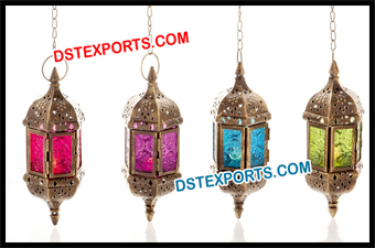 Moroccan Hanging Coloured Glass Lantern
