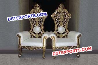 Royal Throne Chair In Gold and Cream