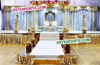 Exclusive Wooden Carved Twin Pillar Mandap