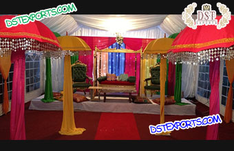 Colorful Umbrella Theme Mehndi Stage Decoration