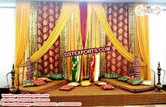 Multi-color Mehndi Stage Backdrop Curtains