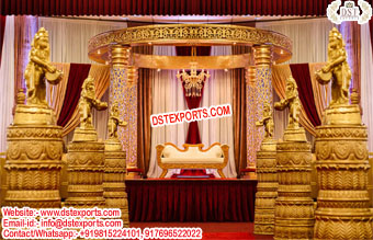 Marvelous Indian Wedding Golden Carved Mandap