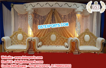 Muslim Nikah Stage Golden Sofa Set