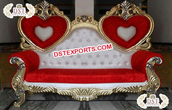 Wooden Designer Double Heart Wedding Sofa
