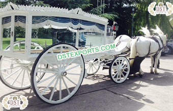 Traditional White Funeral Hearse Carriage