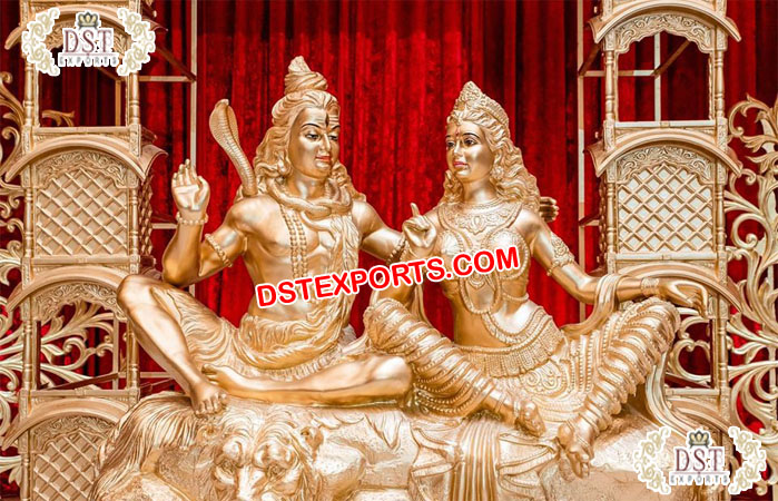 Lord Shiva Parvati Fiber Statue Decor