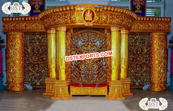 Tamil Gold Theme Wedding Stage Decoration