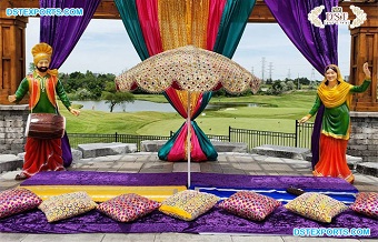 Punjabi Mehndi Sangeet Stage Decor Umbrella