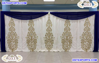Ivory Blue Wedding Handmade Backdrop Curtains