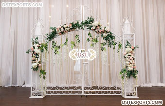 White Iron Gate Wedding Backdrop Decor