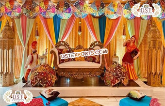 Glitzy Wedding Stage Decor for Mehndi Night