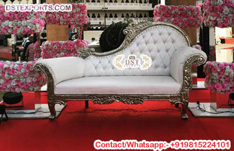 Royal Silver White Wedding Chaise Sofa