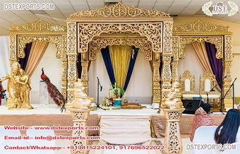 Royal Golden Carved Jodha Akbar Mandap Set