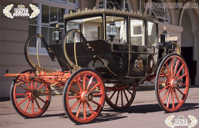 Royal Black Horse Drawn Wedding Carriage for Sale