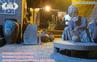 Punjabi Sardar Fiber Statues For Haveli Decor