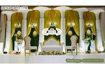 Royal Palm Tree Pillars Wedding Stage