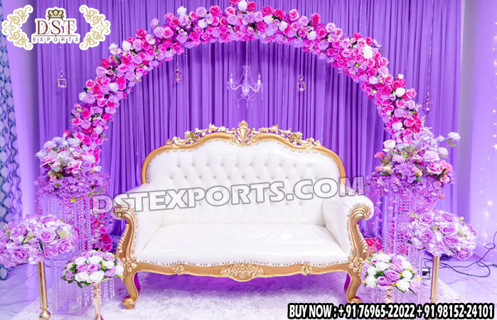 Lovely Look White Gold Wedding Sofa